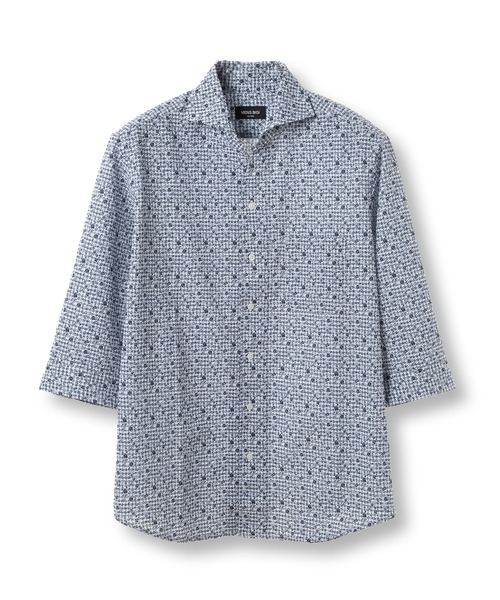 MEN'S BIGI(メンズビギ)の「〈イージーケア/吸水速乾〉エアリーサッカー千鳥フラワープリント七分袖シャツ(シャツ/ブラウス・メンズ・ホワイト系その他/グリーン/イエロー/ネイビー・01/02/03/04)」の22枚目の写真