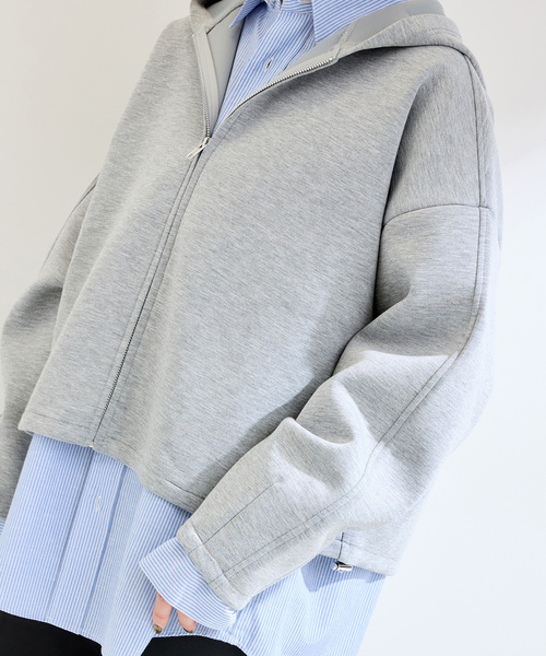 B.C STOCK（ベーセーストック）の「ダンボールドロストフーディ（パーカー・レディース・チャコールグレー/ライトグレー・FREE）」の3枚目の写真