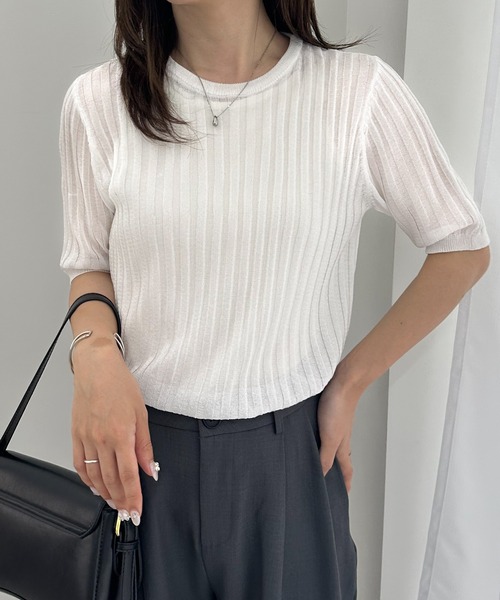 RANAN(ラナン)の「半袖シアーラメサマーニット(ニット/セーター・レディース・ブルー/オフホワイト/ブラウン/チャコール・LL/L/M)」の20枚目の写真