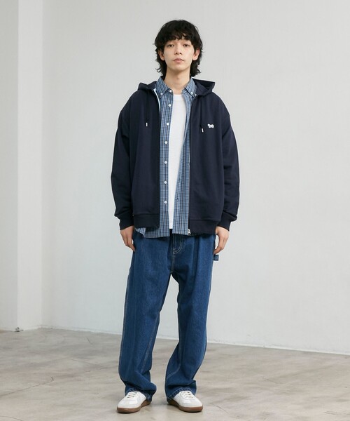 PENNEYS（ぺニーズ）の「Penneys（ぺニーズ）別注クリアコットンジップアップパーカー（パーカー・メンズ・ネイビー/ホワイト/ライトグレー・M/L/XL）」の4枚目の写真