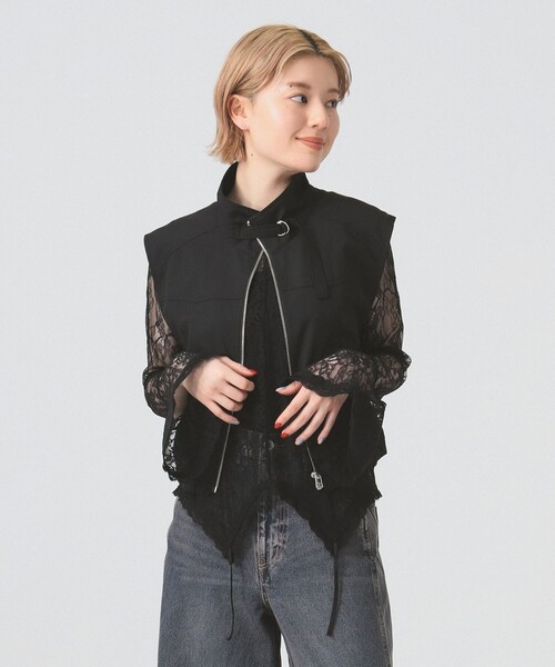 Ray BEAMS（レイビームス）の「スタンドカラー ベスト（ベスト・レディース・オフホワイト/ブラック・ONE SIZE）」の14枚目の写真