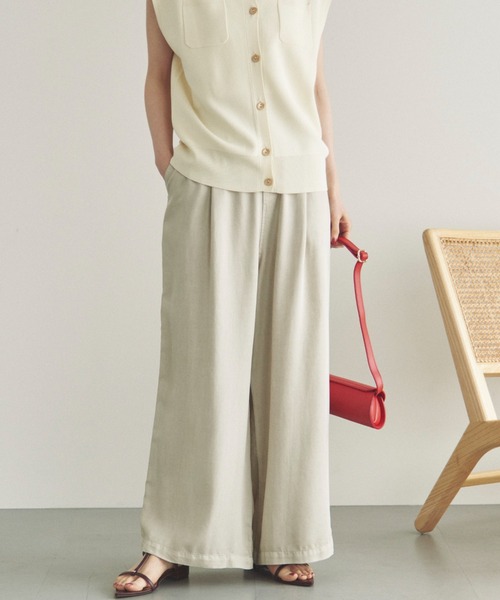 Doux archives（ドゥアルシーヴ）の「ソフトデニムワイドパンツ（デニムパンツ・レディース・サックスブルー/ブルー/ベージュ・38/36）」の2枚目の写真