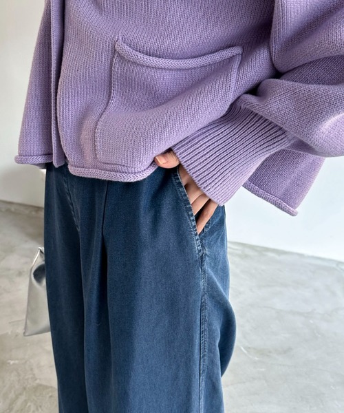 Doux archives（ドゥアルシーヴ）の「ソフトデニムワイドパンツ（デニムパンツ・レディース・サックスブルー/ブルー/ベージュ・38/36）」の11枚目の写真