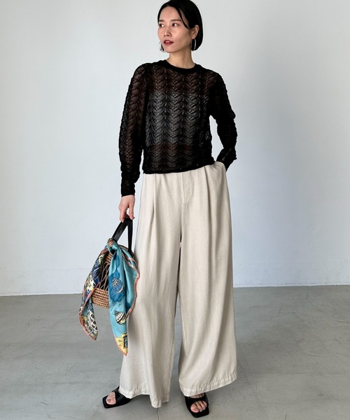 Doux archives（ドゥアルシーヴ）の「ソフトデニムワイドパンツ（デニムパンツ・レディース・サックスブルー/ブルー/ベージュ・38/36）」の18枚目の写真