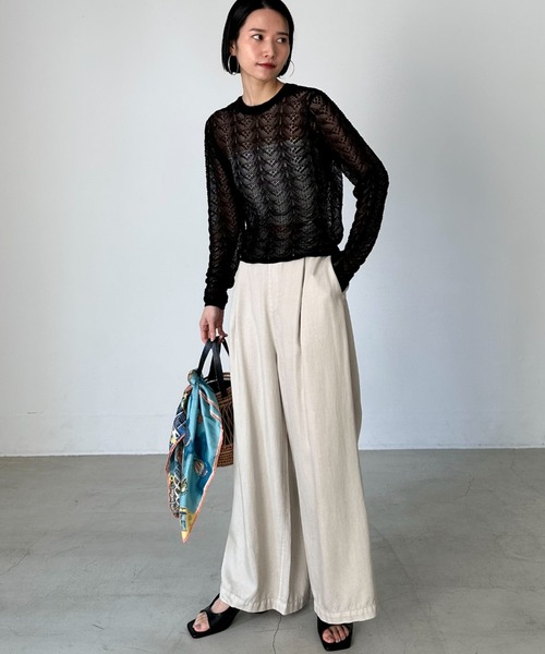 Doux archives（ドゥアルシーヴ）の「ソフトデニムワイドパンツ（デニムパンツ・レディース・サックスブルー/ブルー/ベージュ・38/36）」の17枚目の写真