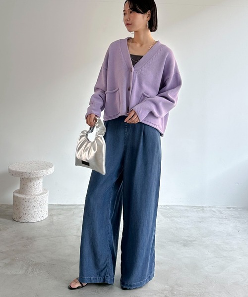 Doux archives（ドゥアルシーヴ）の「ソフトデニムワイドパンツ（デニムパンツ・レディース・サックスブルー/ブルー/ベージュ・38/36）」の4枚目の写真