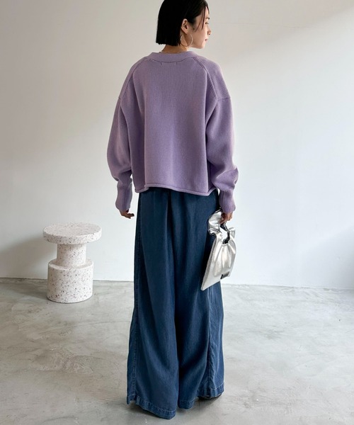 Doux archives（ドゥアルシーヴ）の「ソフトデニムワイドパンツ（デニムパンツ・レディース・サックスブルー/ブルー/ベージュ・38/36）」の7枚目の写真