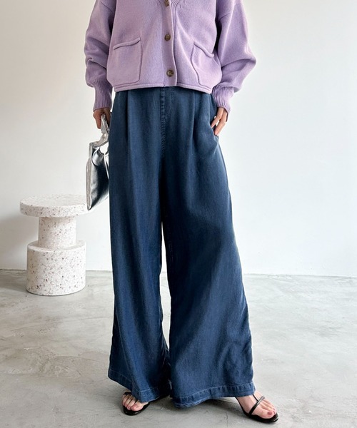 Doux archives（ドゥアルシーヴ）の「ソフトデニムワイドパンツ（デニムパンツ・レディース・サックスブルー/ブルー/ベージュ・38/36）」の8枚目の写真