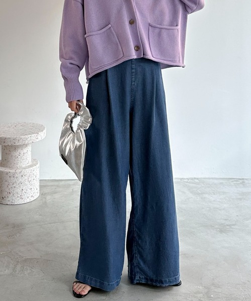 Doux archives（ドゥアルシーヴ）の「ソフトデニムワイドパンツ（デニムパンツ・レディース・サックスブルー/ブルー/ベージュ・38/36）」の9枚目の写真