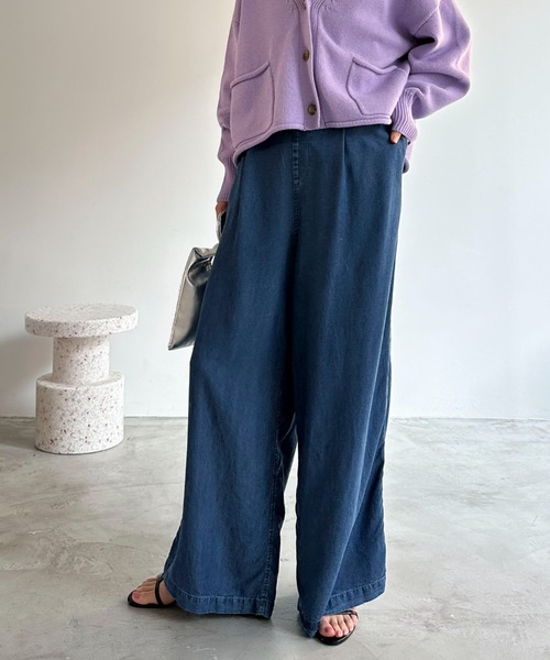 Doux archives（ドゥアルシーヴ）の「ソフトデニムワイドパンツ（デニムパンツ・レディース・サックスブルー/ブルー/ベージュ・38/36）」の10枚目の写真