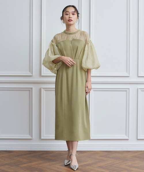RUIRUE BOUTIQUE(ルイルエブティック)の「オケージョンドレス 結婚式 ストレッチ | ボリュームスリーブ & ビスチェ タイトワンピース ドレス | 二次会 披露宴 美脚 ワンピース お呼ばれドレス パーティードレス(ドレス・レディース・グリーン/ネイビー/ブラック・LL/S/M/L)」の11枚目の写真