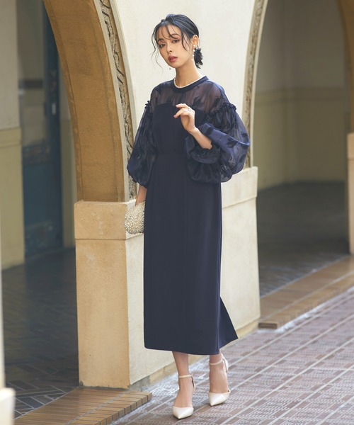 RUIRUE BOUTIQUE(ルイルエブティック)の「オケージョンドレス 結婚式 ストレッチ | ボリュームスリーブ & ビスチェ タイトワンピース ドレス | 二次会 披露宴 美脚 ワンピース お呼ばれドレス パーティードレス(ドレス・レディース・グリーン/ネイビー/ブラック・LL/S/M/L)」の14枚目の写真