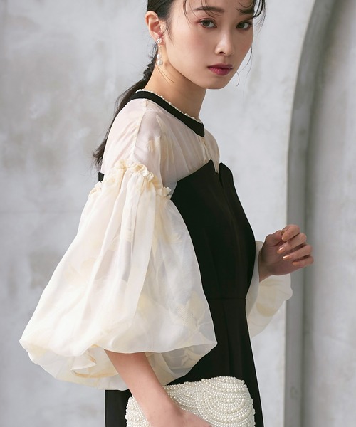 RUIRUE BOUTIQUE(ルイルエブティック)の「オケージョンドレス 結婚式 ストレッチ | ボリュームスリーブ & ビスチェ タイトワンピース ドレス | 二次会 披露宴 美脚 ワンピース お呼ばれドレス パーティードレス(ドレス・レディース・グリーン/ネイビー/ブラック・LL/S/M/L)」の5枚目の写真