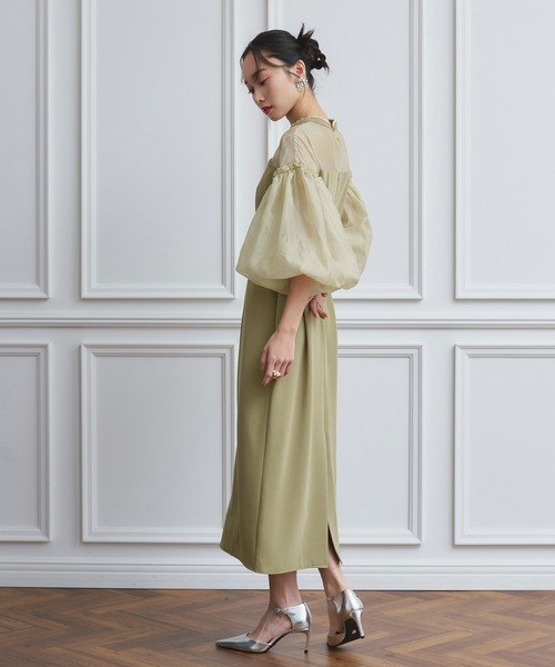 RUIRUE BOUTIQUE(ルイルエブティック)の「オケージョンドレス 結婚式 ストレッチ | ボリュームスリーブ & ビスチェ タイトワンピース ドレス | 二次会 披露宴 美脚 ワンピース お呼ばれドレス パーティードレス(ドレス・レディース・グリーン/ネイビー/ブラック・LL/S/M/L)」の8枚目の写真