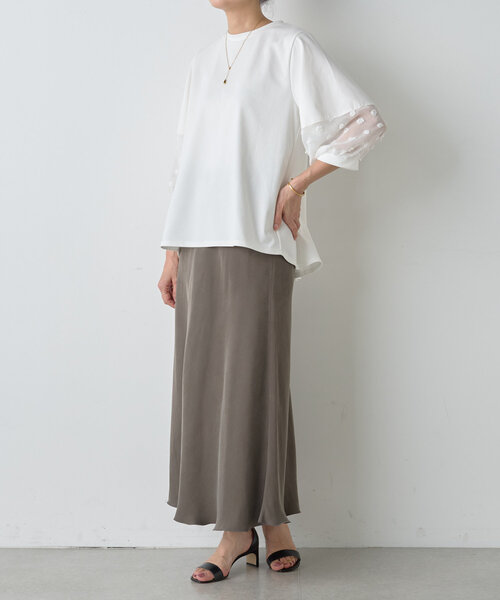 BEARDSLEY（ビアズリー）の「ポイントシアーカットソー（Tシャツ/カットソー・レディース・ブラック/ホワイト・FREE）」の5枚目の写真