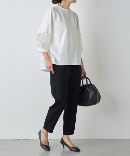 BEARDSLEY（ビアズリー）の「ポイントシアーカットソー（Tシャツ/カットソー・レディース・ブラック/ホワイト・FREE）」の7枚目の写真