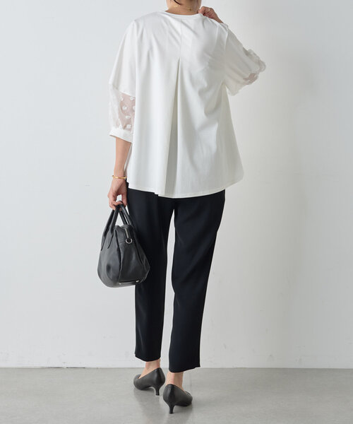 BEARDSLEY（ビアズリー）の「ポイントシアーカットソー（Tシャツ/カットソー・レディース・ブラック/ホワイト・FREE）」の8枚目の写真