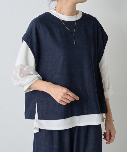 BEARDSLEY（ビアズリー）の「ポイントシアーカットソー（Tシャツ/カットソー・レディース・ブラック/ホワイト・FREE）」の13枚目の写真