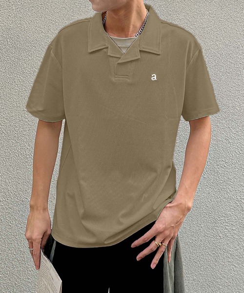 aimoha（アイモハ）の「aimoha men ソフトタッチカラーポロT (SS)（ポロシャツ・メンズ・チョコ/ホワイト・XX-LARGE/X-LARGE/LARGE/MEDIUM）」の2枚目の写真