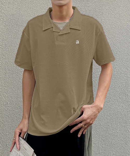 aimoha（アイモハ）の「aimoha men ソフトタッチカラーポロT (SS)（ポロシャツ・メンズ・チョコ/ホワイト・XX-LARGE/X-LARGE/LARGE/MEDIUM）」の14枚目の写真