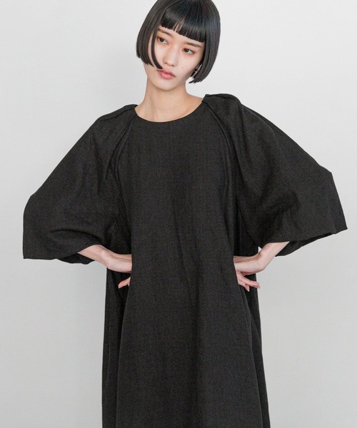 yuw（ユウ）の「ボリュームパフスリーブワンピース　321489（ワンピース・レディース・ブラック/レオパード・FREE）」の6枚目の写真