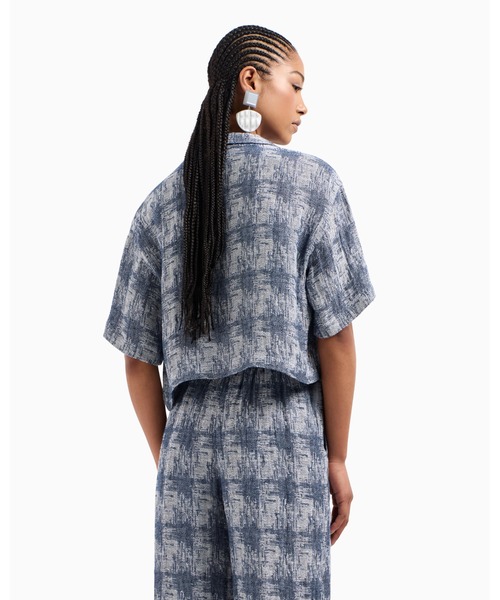 EMPORIO ARMANI（エンポリオアルマーニ）の「【エンポリオ アルマーニ】シャツ リネンガーゼ チェック（シャツ/ブラウス・レディース・ネイビー系・38/40/42）」の3枚目の写真