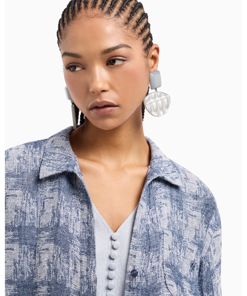 EMPORIO ARMANI（エンポリオアルマーニ）の「【エンポリオ アルマーニ】シャツ リネンガーゼ チェック（シャツ/ブラウス・レディース・ネイビー系・38/40/42）」の4枚目の写真