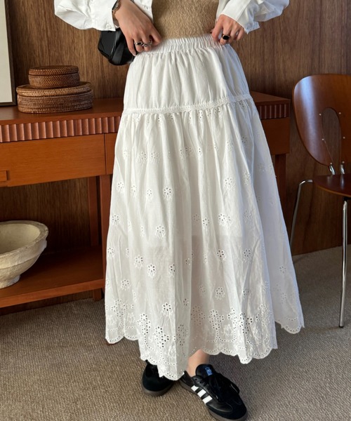 efill（エフィル）の「フレア レース ロングスカート（スカート・レディース・ホワイト・FREE）」の20枚目の写真
