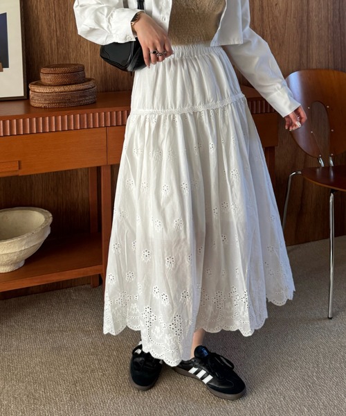 efill（エフィル）の「フレア レース ロングスカート（スカート・レディース・ホワイト・FREE）」の11枚目の写真