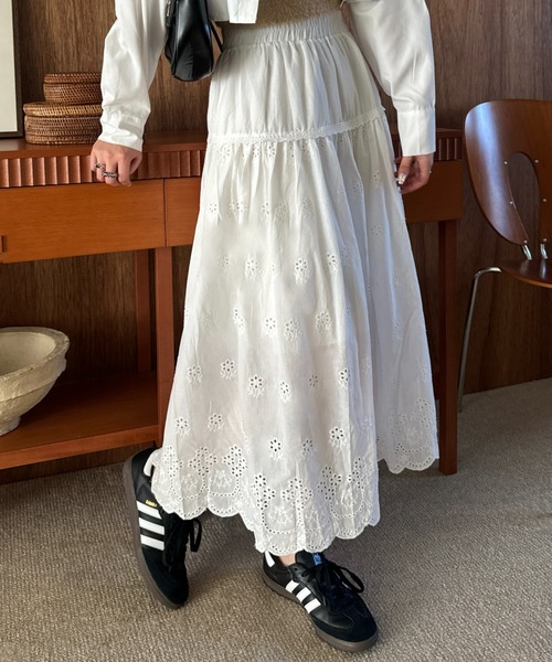 efill（エフィル）の「フレア レース ロングスカート（スカート・レディース・ホワイト・FREE）」の9枚目の写真