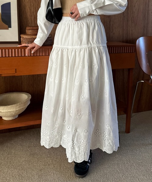 efill（エフィル）の「フレア レース ロングスカート（スカート・レディース・ホワイト・FREE）」の7枚目の写真