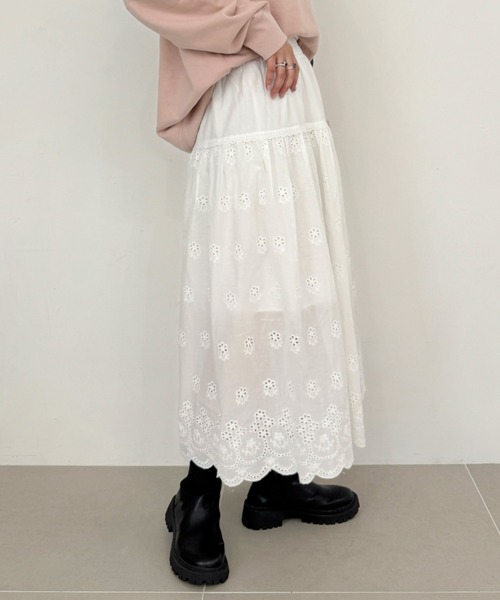 efill（エフィル）の「フレア レース ロングスカート（スカート・レディース・ホワイト・FREE）」の14枚目の写真