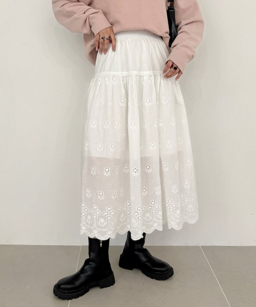 efill（エフィル）の「フレア レース ロングスカート（スカート・レディース・ホワイト・FREE）」の12枚目の写真
