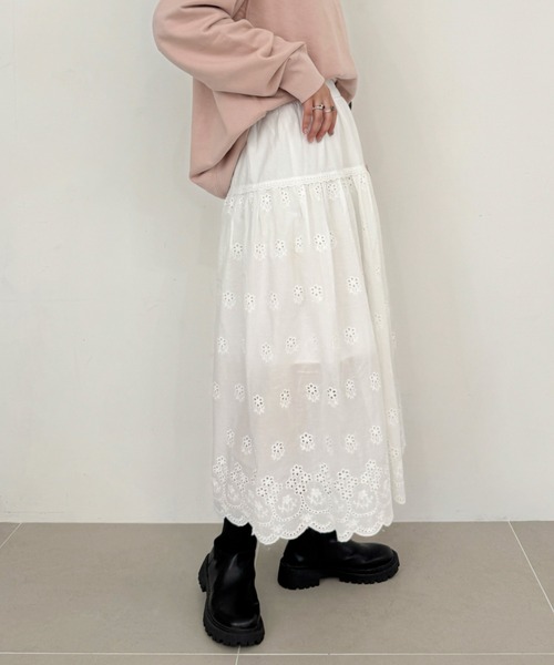efill（エフィル）の「フレア レース ロングスカート（スカート・レディース・ホワイト・FREE）」の16枚目の写真