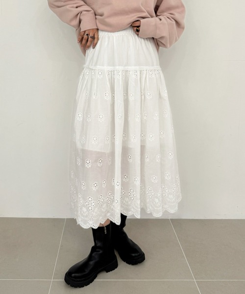 efill（エフィル）の「フレア レース ロングスカート（スカート・レディース・ホワイト・FREE）」の17枚目の写真