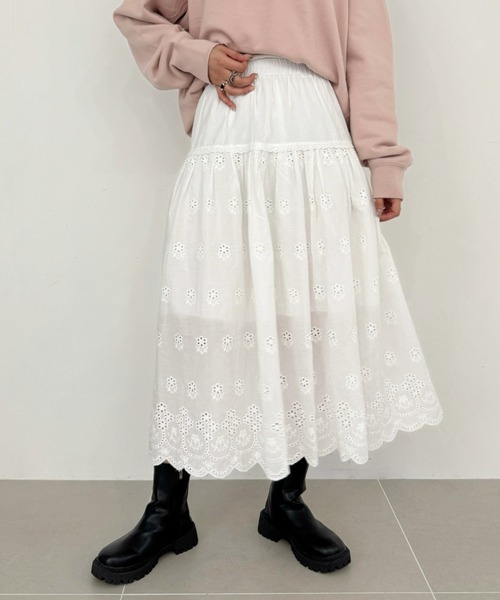 efill（エフィル）の「フレア レース ロングスカート（スカート・レディース・ホワイト・FREE）」の13枚目の写真