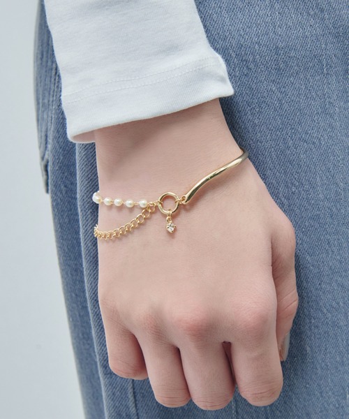 GOLDY(ゴールディ)の「パール チェーン ブレスレット(ブレスレット・レディース・シルバー/ゴールド・FREE)」の2枚目の写真