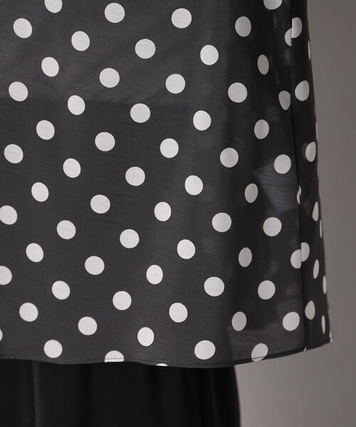 セール】【洗える/シアー】スタンドフリルドットボリュームスリーブ