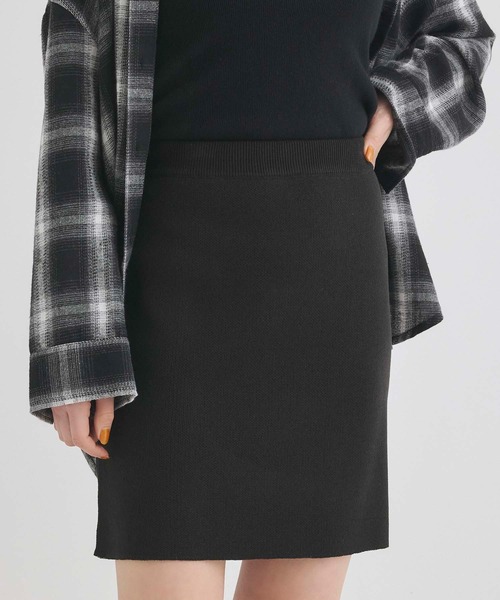 Edit Sheen（エディットシーン）の「ベーシックニットミニスカート（スカート・レディース・ベージュ/ブラック・M）」の2枚目の写真