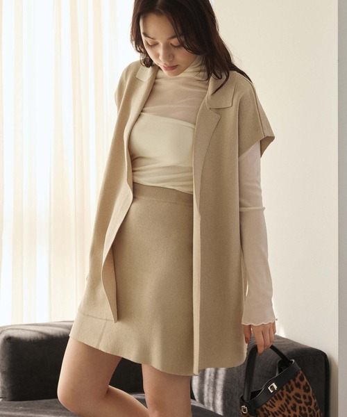 Edit Sheen（エディットシーン）の「ベーシックニットミニスカート（スカート・レディース・ベージュ/ブラック・M）」の6枚目の写真