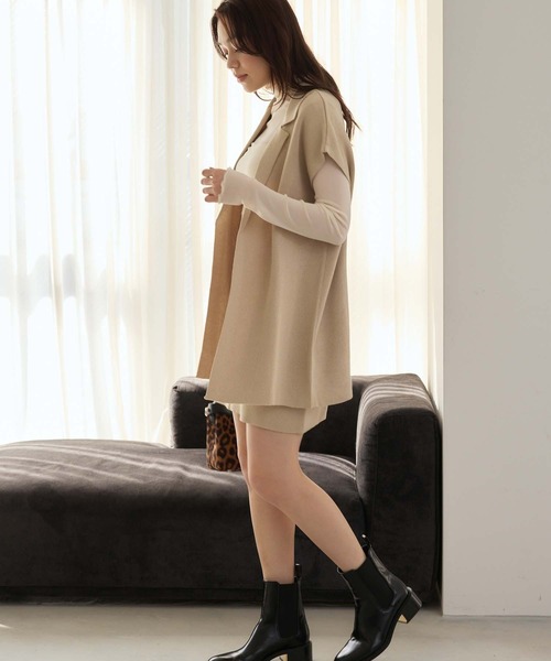 Edit Sheen（エディットシーン）の「ベーシックニットミニスカート（スカート・レディース・ベージュ/ブラック・M）」の11枚目の写真