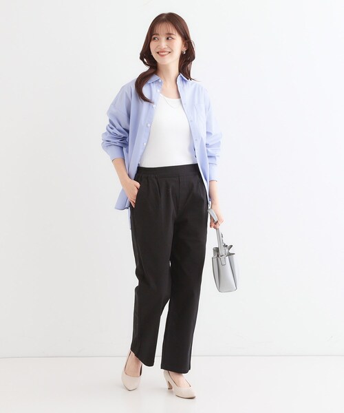 SHOO・LA・RUE(シューラルー)の「◆【洗える/S-3L】ストレッチで楽な穿き心地 綿イージーストレートパンツ(その他パンツ・レディース・ブラック/カーキ/ベージュ・01/02/03/04/05)」の6枚目の写真