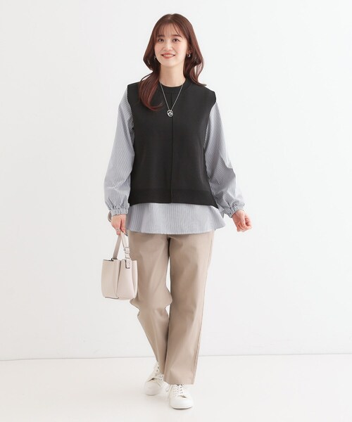 SHOO・LA・RUE(シューラルー)の「◆【洗える/S-3L】ストレッチで楽な穿き心地 綿イージーストレートパンツ(その他パンツ・レディース・ブラック/カーキ/ベージュ・01/02/03/04/05)」の14枚目の写真