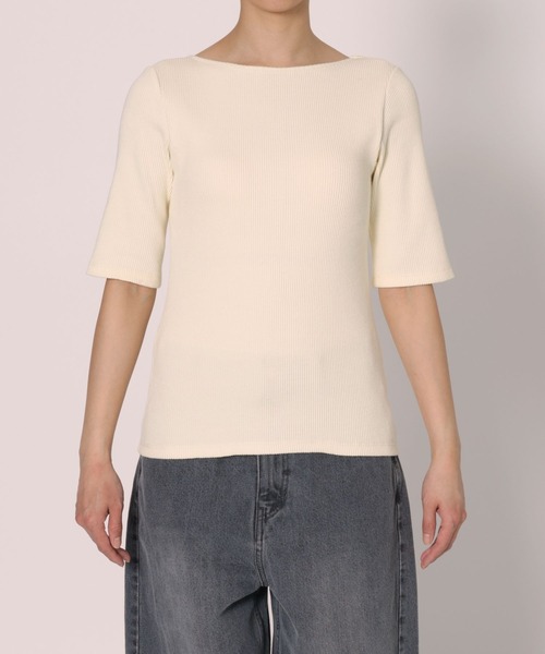 BABYLONE(バビロン)の「【洗濯可】カップ付き5分袖プルオーバー(Tシャツ/カットソー・レディース・チャコール/ホワイト/ブラック・フリー)」の16枚目の写真