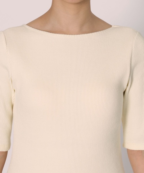 BABYLONE(バビロン)の「【洗濯可】カップ付き5分袖プルオーバー(Tシャツ/カットソー・レディース・チャコール/ホワイト/ブラック・フリー)」の12枚目の写真