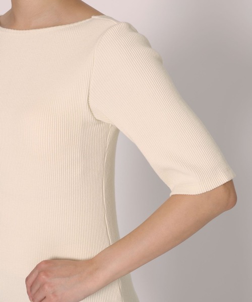 BABYLONE(バビロン)の「【洗濯可】カップ付き5分袖プルオーバー(Tシャツ/カットソー・レディース・チャコール/ホワイト/ブラック・フリー)」の5枚目の写真