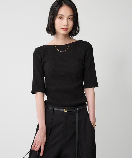 セール】【洗濯可】カップ付き5分袖プルオーバー（Tシャツ