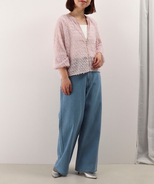 MICO COULIER(ミコクリエ)の「立体ジャガードZIPシャツブルゾン(ブルゾン・レディース・ベビーピンク/ブラック/キナリ・38)」の8枚目の写真