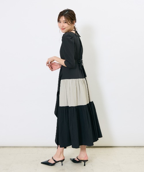 AND COUTURE(アンドクチュール)の「アシメラッフルティアードワンピース(ワンピース・レディース・ブラック/グリーン/ネイビー・FREE)」の13枚目の写真