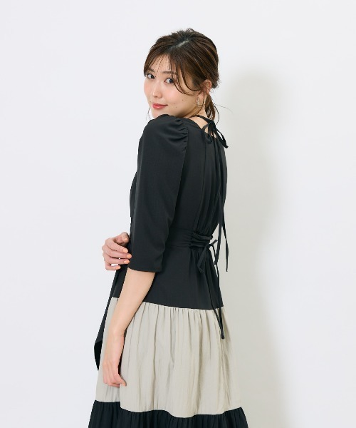AND COUTURE(アンドクチュール)の「アシメラッフルティアードワンピース(ワンピース・レディース・ブラック/グリーン/ネイビー・FREE)」の14枚目の写真